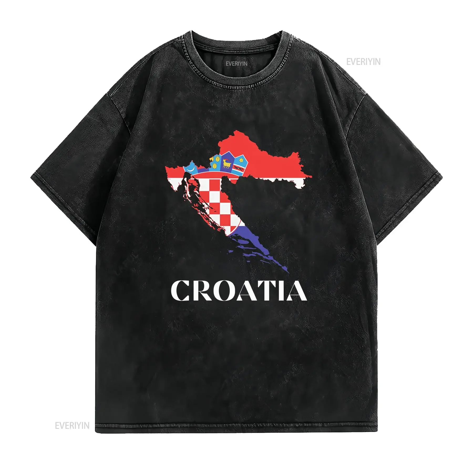 Croatia Flag Classic Fit T Shirt vintage Washed Versatile Casual designer clothes graphic Stylish streetwear Unisex fashion