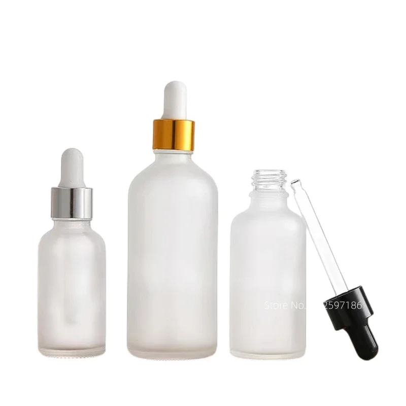 Wholesale Empty Dropper Bottle Frost Essential Oil Glass Clear Aromatherapy Liquid 5-100ml Drop for Massage Pipette Refillable