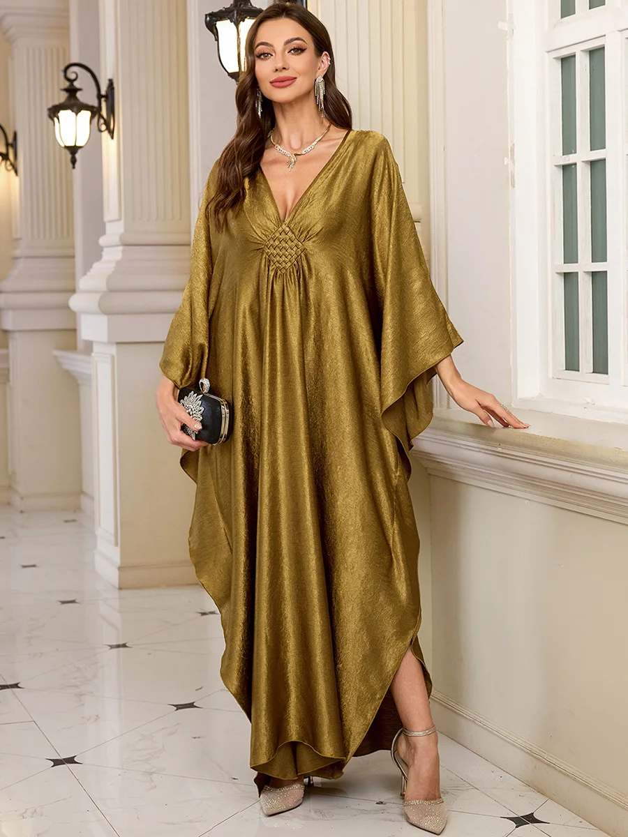 Plus Size-Kaftan-Kleider für Damen, glitzerndes Glitzer-Kaftan mit Fledermausärmeln, Vertuschung, Strand-Maxikleid, Loungewear – Detail 11