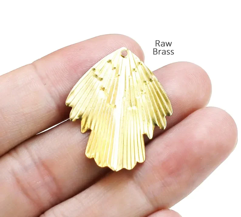20pc Fold Fringe Charm, Solid Leaf Charm, Earring Charms For Jewelry Making, DIY Ornament, 32x25mm, Raw Brass Findings -R2542