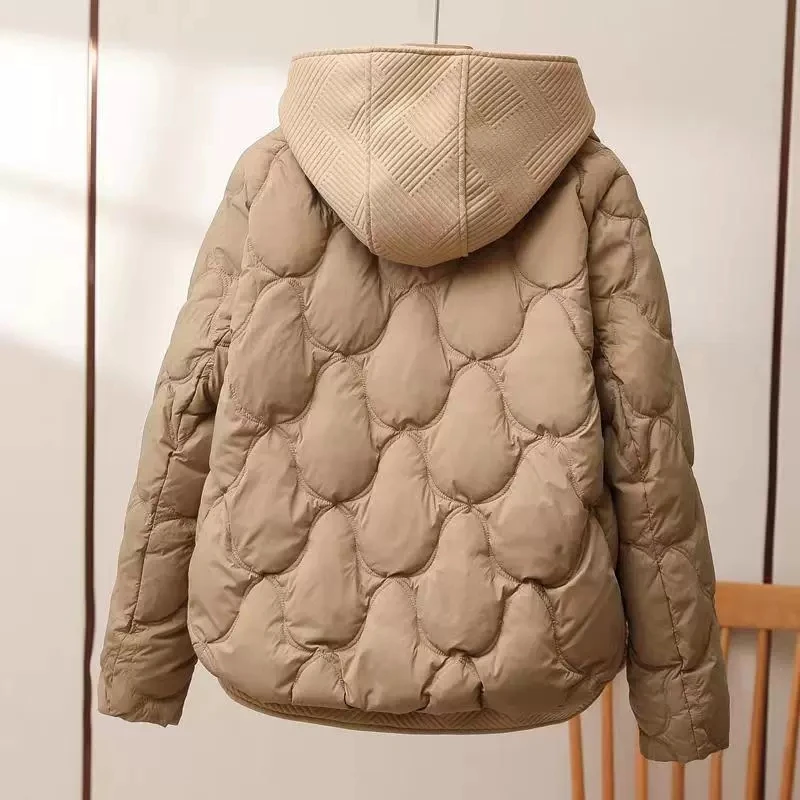 2025 Winter Hooded Cotton Jacket Women Short Fake Two-Piece Down Cotton Jacket Women Loose Thicken Cotton Coat New Women Parkas