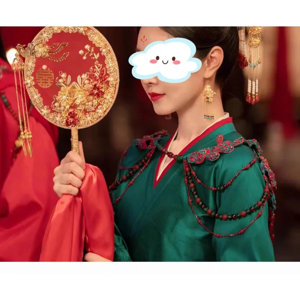 handmade Chinese wedding Xiuhe fan, ancient style, fairy spirit, high-end finished product happy fan