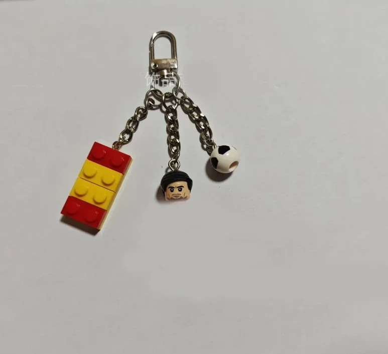 Cartoon Action Figure Building Blocks Keychain Pendant Sports Football Creative Pendant Bag Mobile Pendant Fan Birthday Gift