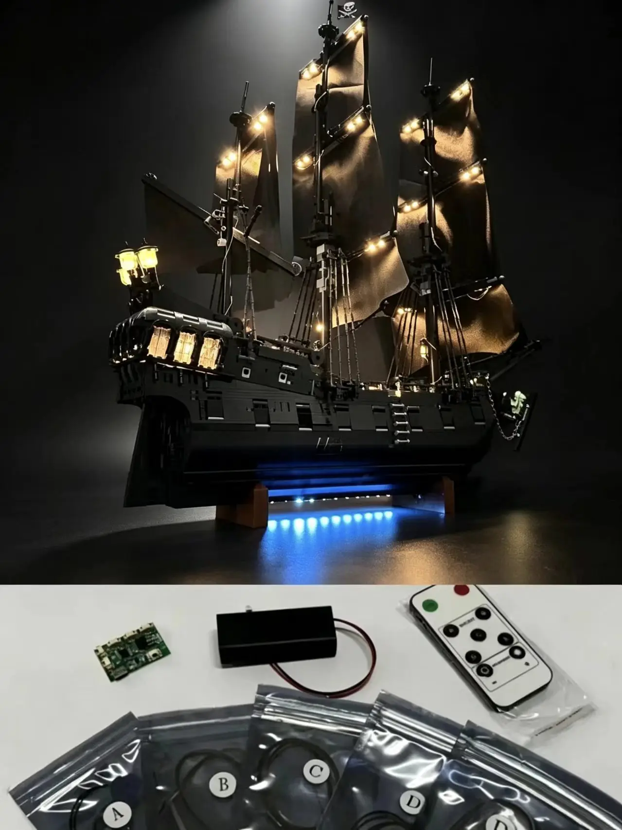 LED Light Compatible For Pirate Ship 10365 Building Blocks Remote Control Lamp (Not Include Building Blocks) Christmas Gift
