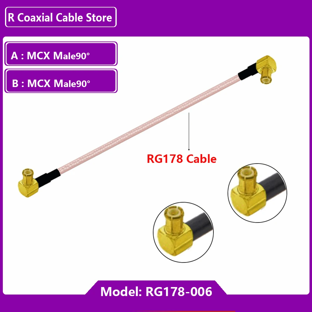 Imagem -05 - Mmcx Macho Plug para Mmcx Macho Plug Conector Mmcx Coaxial rf Adaptador com Rg178 Trança Cabo 10cm 26cm 55cm 100 Peças