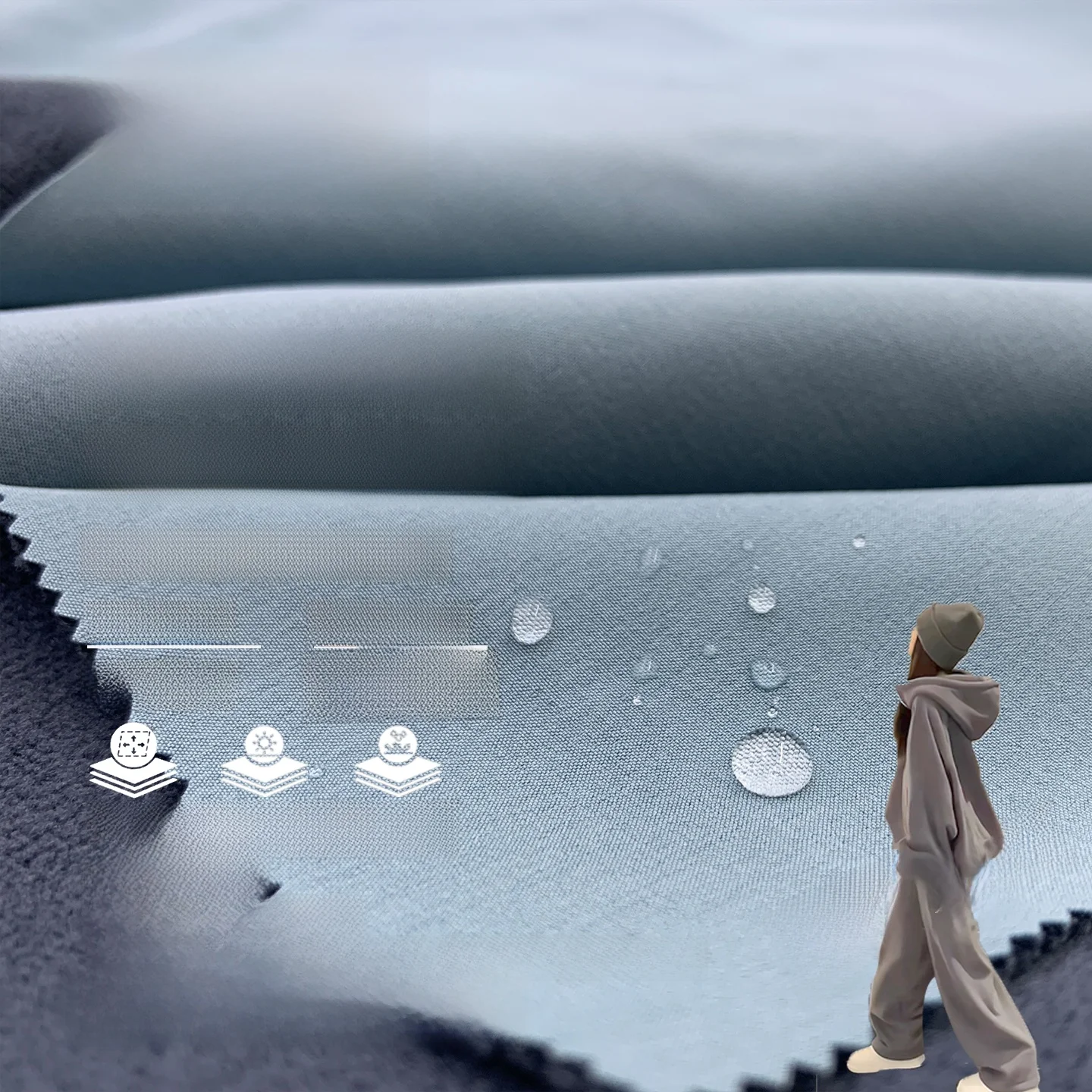 

High Density 75D Four Way Stretch Composite Velvet Soft Fabric Outdoor Waterproof Windproof Skiing Clothing Material