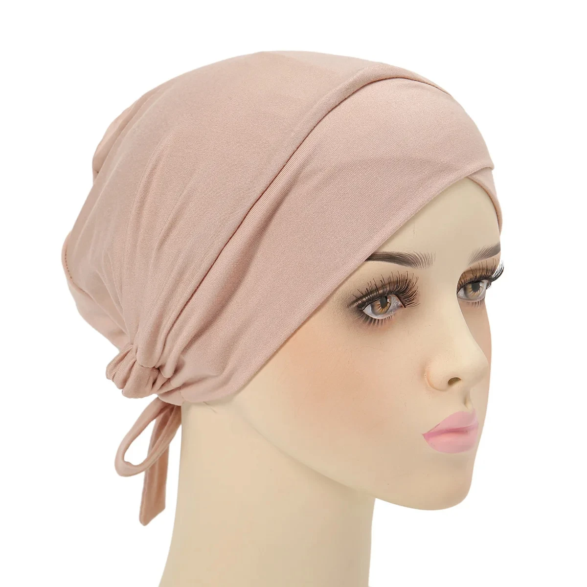 New Solid Color Elastic Hijab Undercap Lining Satin Turban Hats Back Tied Adjustable Head Wraps Head Scarf Chemo Cap For Women