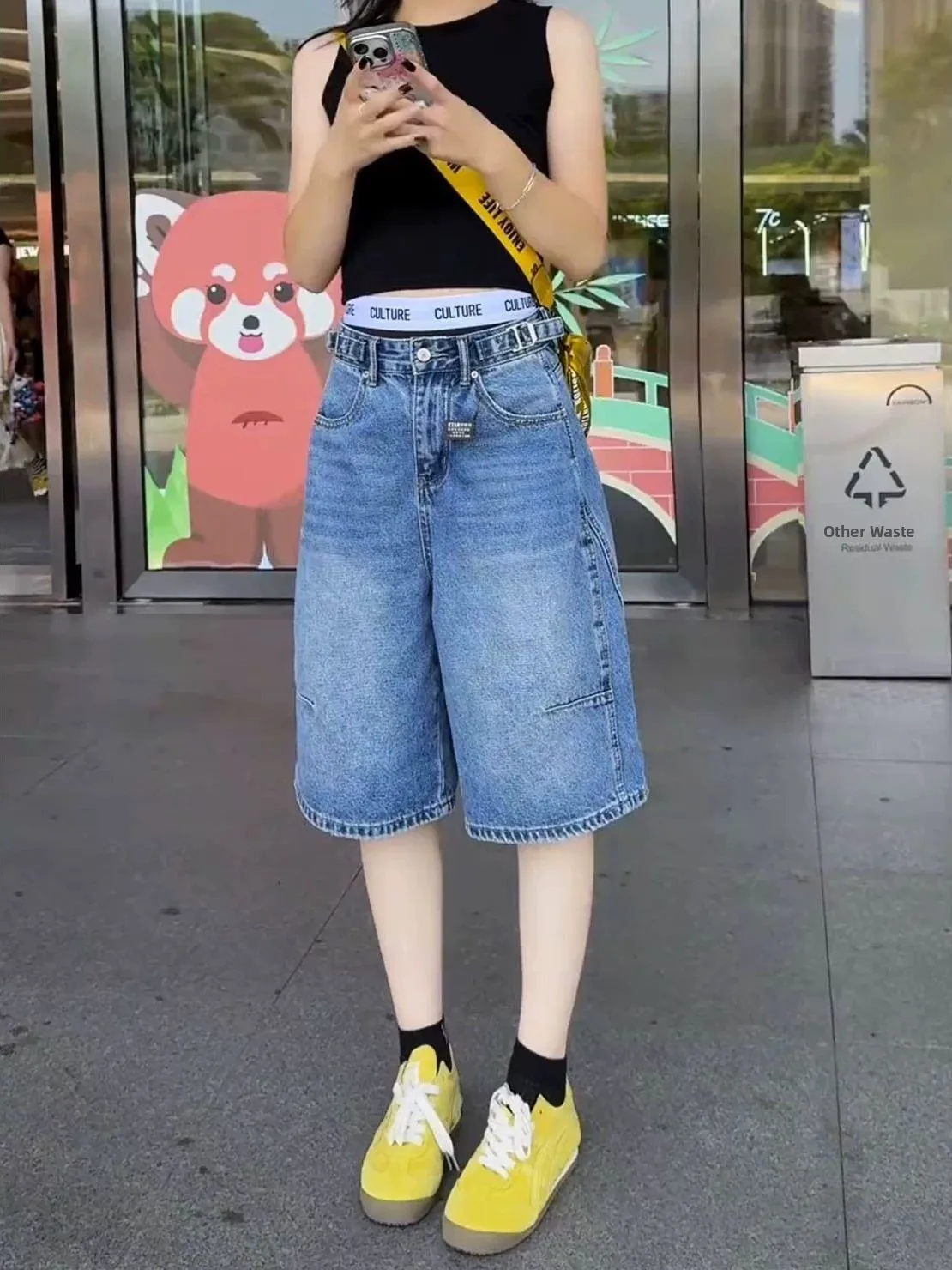 

Trendy plus Size Women's Wide Leg Jeans Casual High Waist Loose Fit Five Pocket Soft Denim Summer Fashion Straight Cut Pants