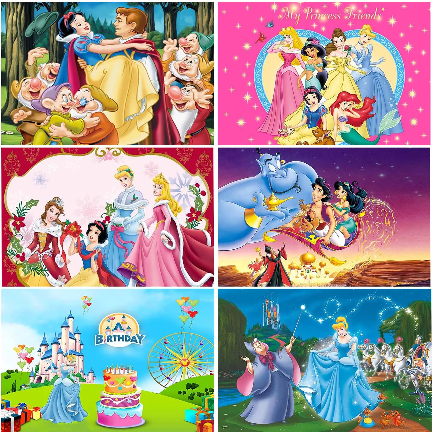 

Disney Backdrops Princess Theme Girls Birthday Party Newborn Home Wall Decoration Customized Supplies Backgrounds Studio Photo