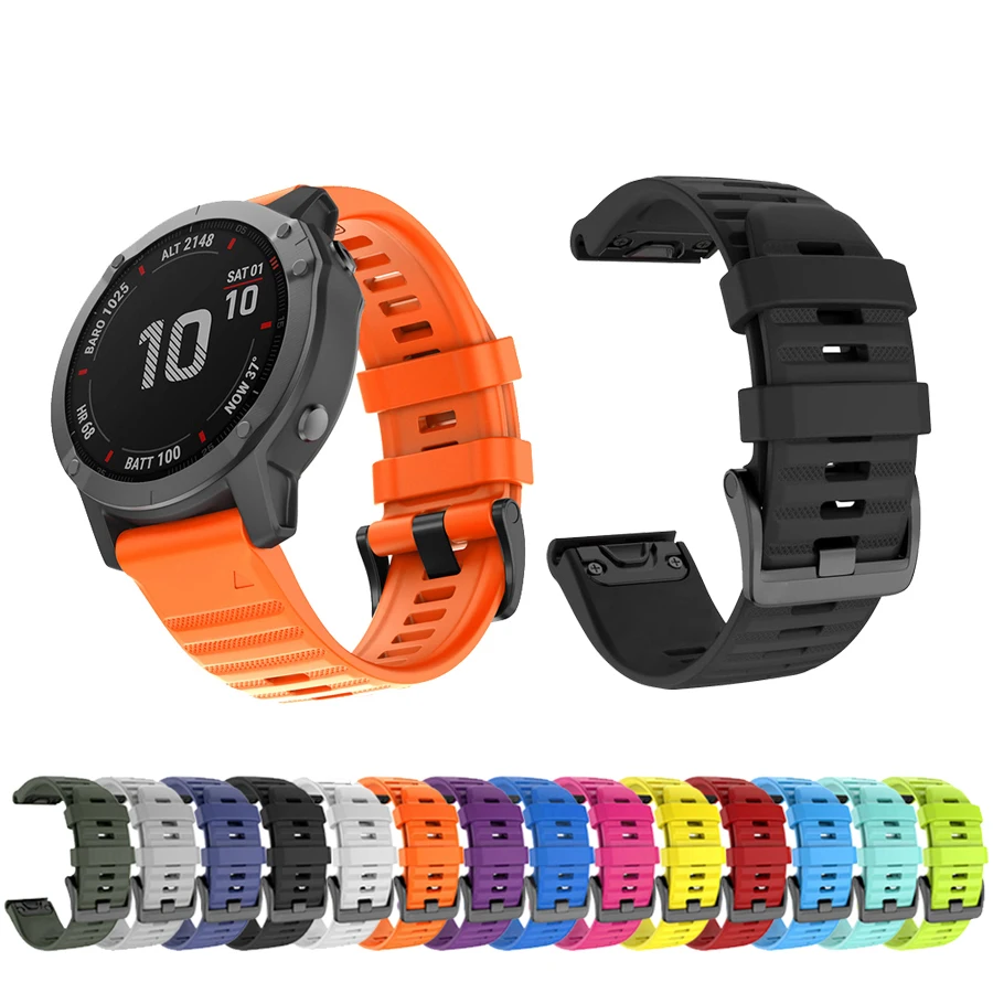 

Силиконовый ремешок для наручных часов, браслет для Garmin Fenix 6X 6 7X 7 Pro easyfit Fenix 5 5X Plus 3 3HR, 26 мм 22 мм