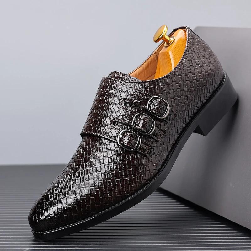 Zapatos de vestir italianos de lujo para hombre, zapatos Oxford con hebilla de Metal a la moda, zapatos formales de negocios, zapatos de fiesta de