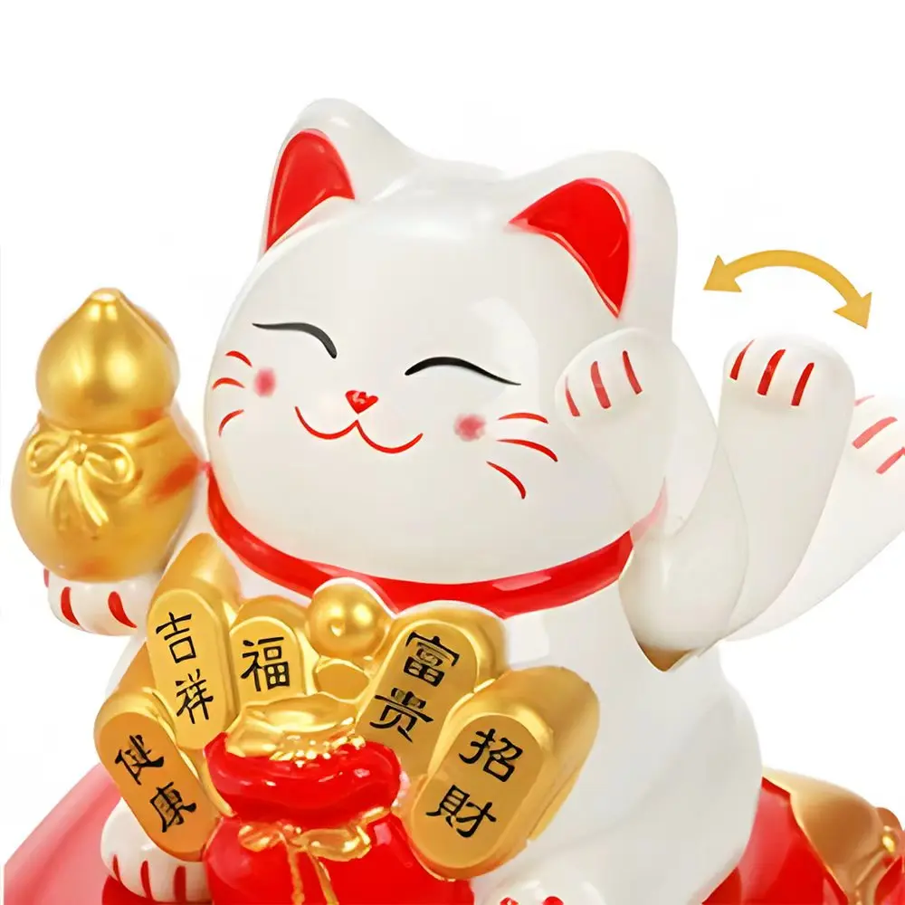 قطة محظوظة مموجة تعمل بالطاقة الشمسية، زخرفة لطيفة وساحرة، زخرفة لطيفة ومتينة وصديقة للبيئة