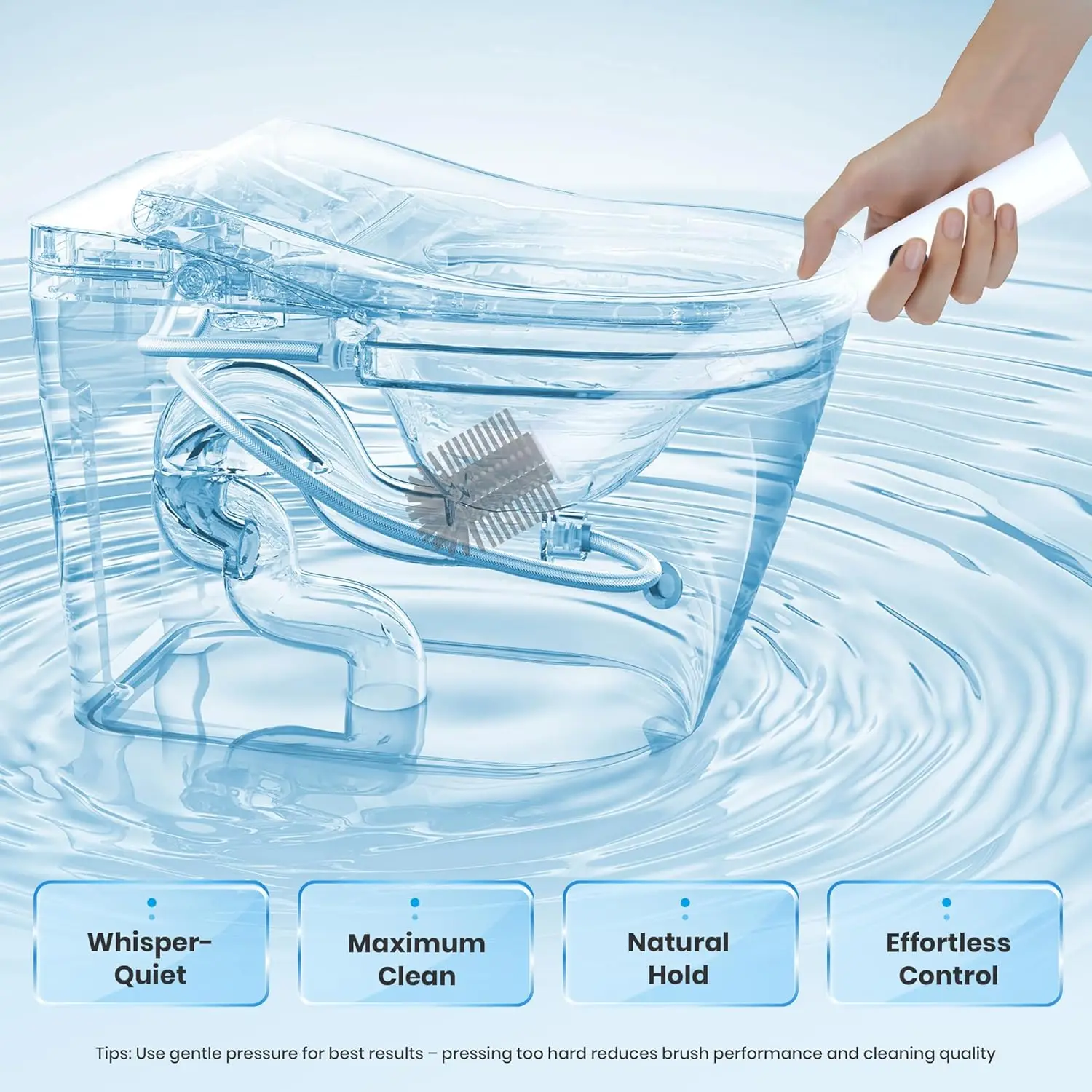 Electric Toilet Brush with Holder, Auto-Clamp Scrubber, 3 Heads & Gap Brush, Compact RV Bathroom Cleaner