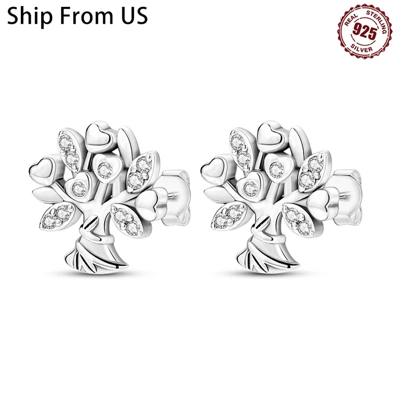 925 Sterling Silver Mom Family Friendship Series Stud Earring Zircon For Women Exquisite Daily Wear Jewelry Accessories Gifts