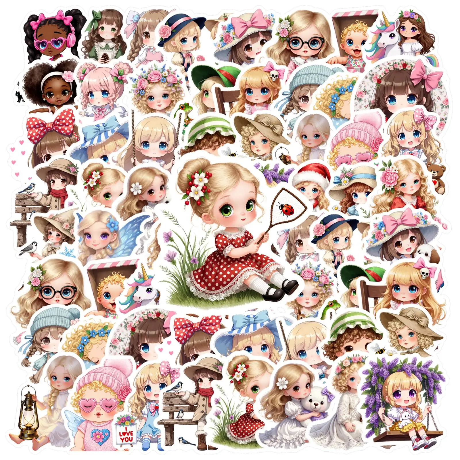 

35pcs Playful Angels Stickers Lovely Dolls Stationery Stickers Stickers For Notebook Luggage Mobile Phone Cup Guitar DIY