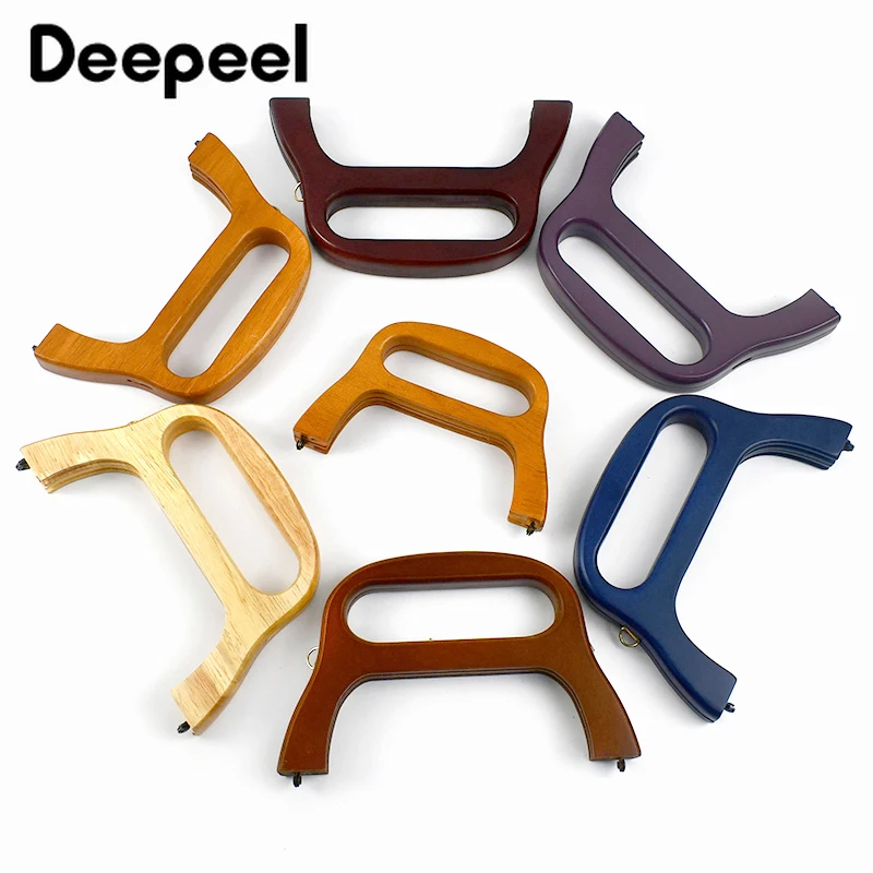 1Pc Deepeel 20cm Wood Bag Handle Women\'s Handbag Handmade Sewing Brackets Frame Kiss Clasp Making Bags DIY Purse Accessories