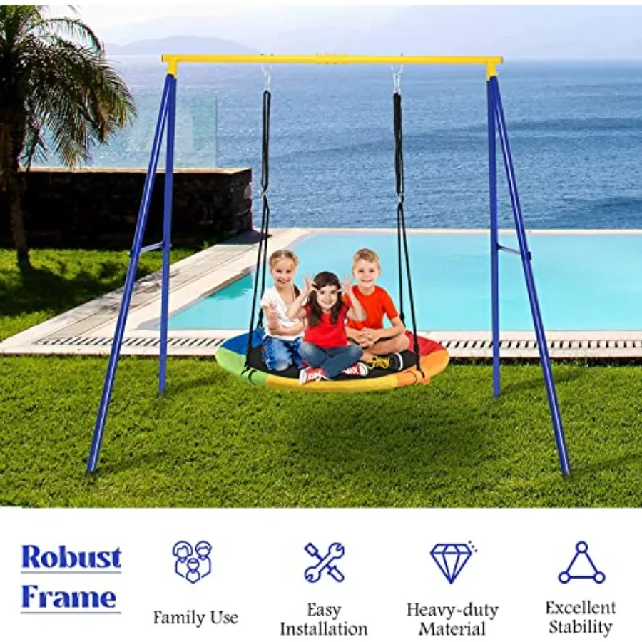 Swing Frame Heavy Duty AFrame Metall-Swing-Rahmenständer mit Erdnagel, passend für die meisten Schaukeln, vollständig aus Eisen, rostfrei, Swing-Ständer