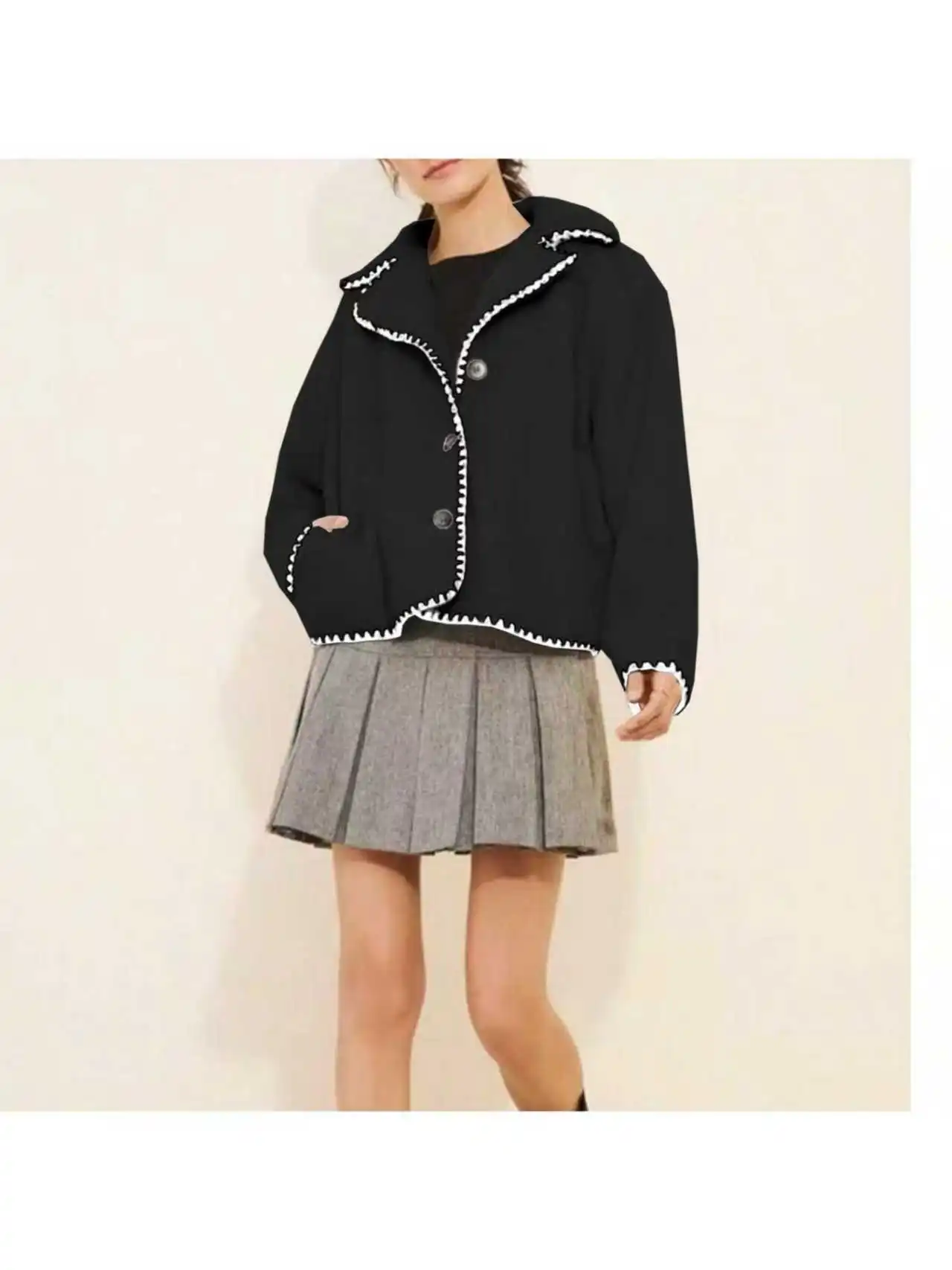 秋冬ファッショナブルなレーストリムラムファー厚手オーバーサイズコート、女性用エレガントなアウターウェア