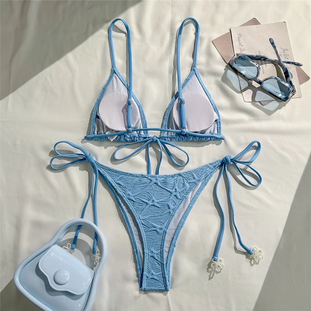 5 Farben, Neckholder-Bikini mit Falten, zweiteiliger Damen-Badeanzug, Badebekleidung für Damen, Badeanzug mit hohem Beinausschnitt, Badeanzug, Modell V7596 – Detail 32