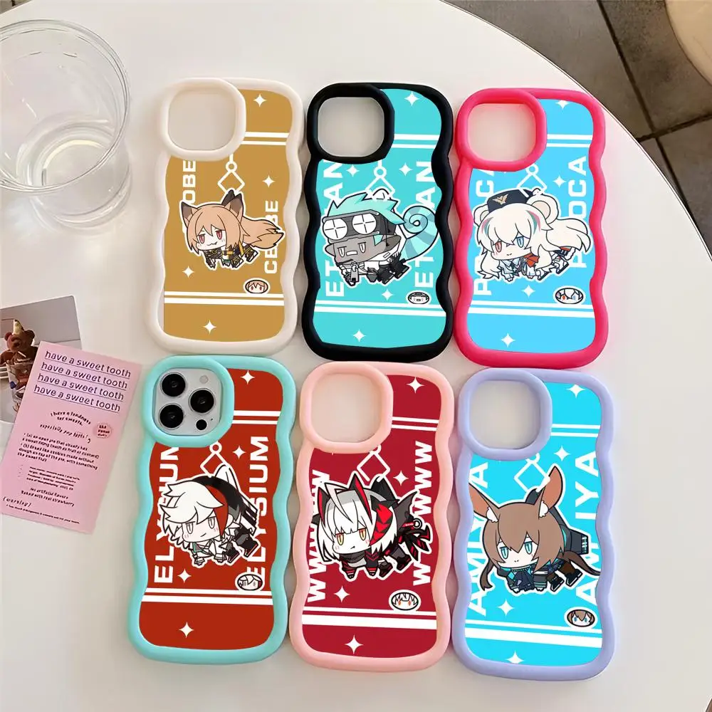 Anime Arknights Game Cute Q Version Operator Phone Case Blue Cute Girls New Wave Corners Macaron For IPhone 16 15 14 13 12 11