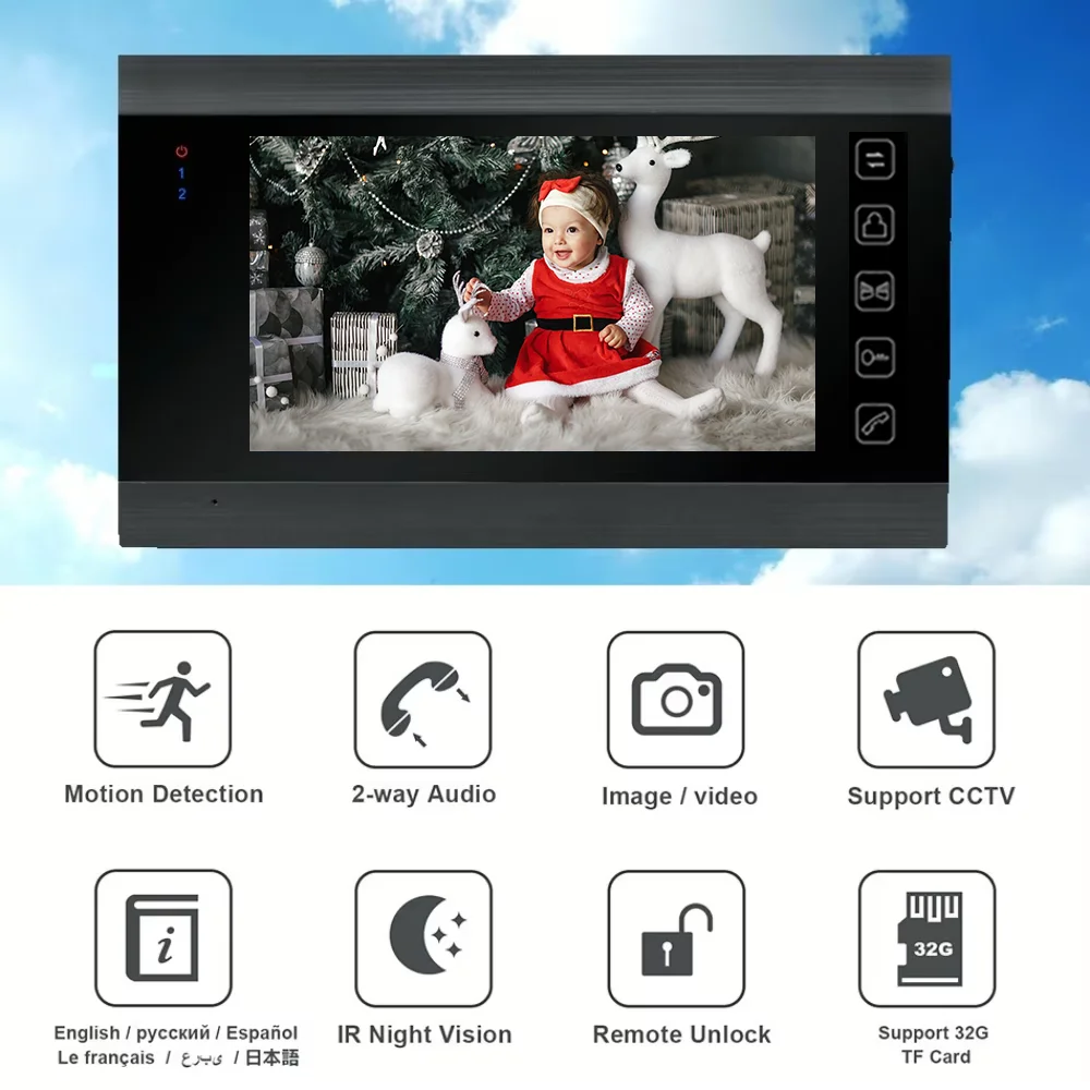 Anjielosmart 7-дюймовая камера видеонаблюдения для видеодомофона, защита безопасности, домофон, жизненное ночное видение для квартиры