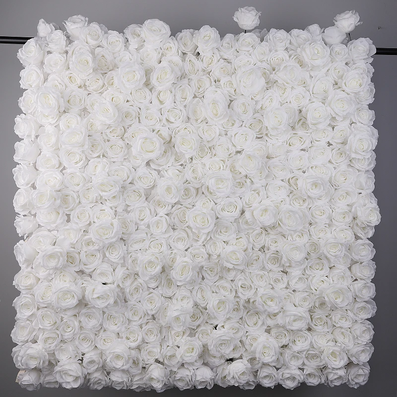 

Wholesale Customized white Wedding artificial flower wall for decoration Rose Backdrop Silk Artificial Decorative Flower Wall