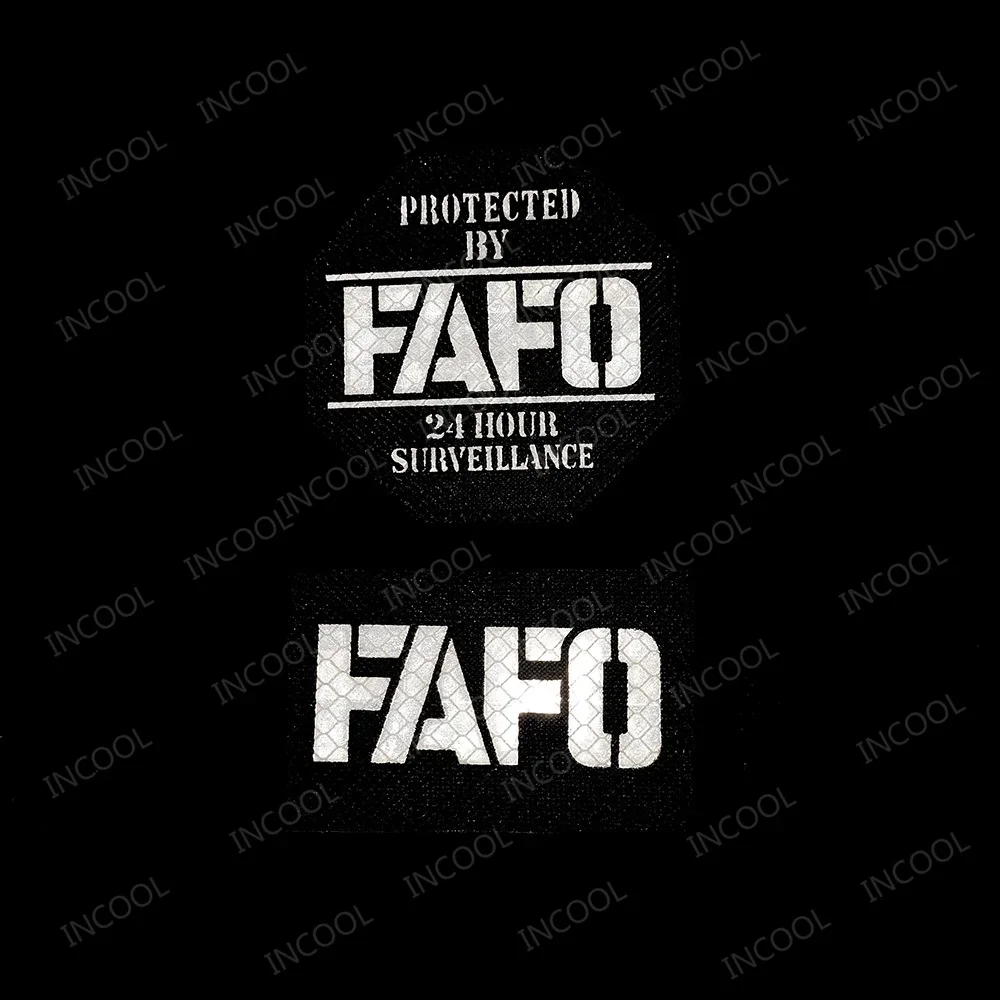 Laser Cut Reflective Patch 24 Hours Protected Around and Find Out Black White FAFO Letter Patch For Clothing Backpack Hat Vests