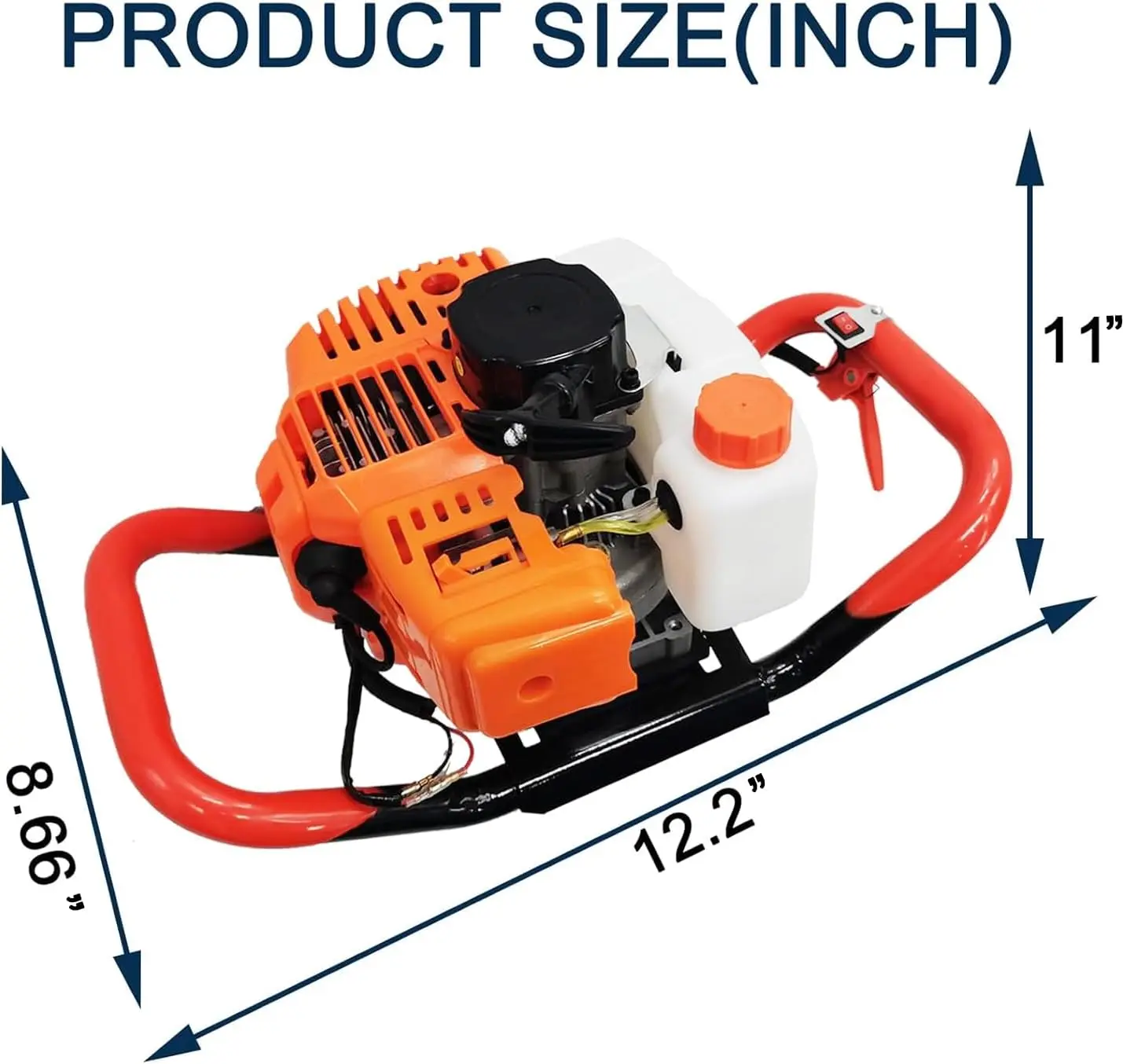 Gasolina e Gás Powered Earth Digger, 2-Stroke Post Hole Digger, 3 Varas de Extensão, 3 Brocas Auger, 3 5 "e 62Cc