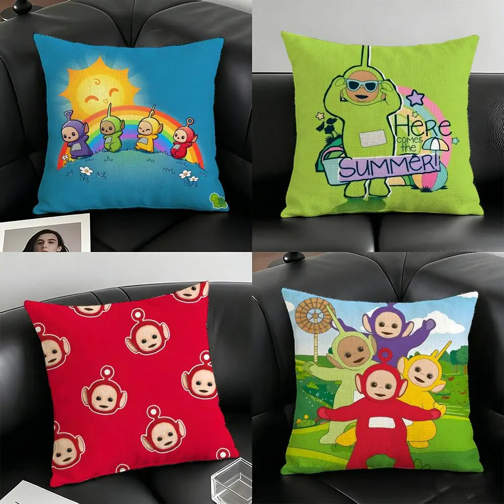 T-teletubbiesss Cartoon Pillow Case Linen Pillow Covers Cover For Couch Living Room Bench Patio Floor Linen Home Decor