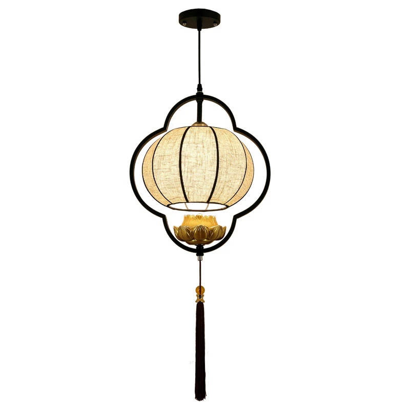 

New Dining Room Chinese Light Restaurant Teahouse Lantern Bedroom Chandelier Chinese Lamp Creative Cloth Lamps Hotel Droplight