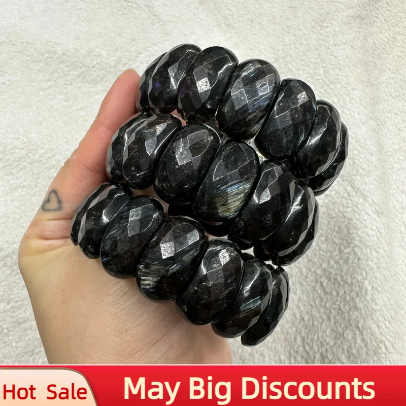 New Astrophyllite Hornblende Arfvedsonite Stone Beads about 12*25mm Bracelet Natural Gemstone Jewelry Bangle For Gift Wholesale