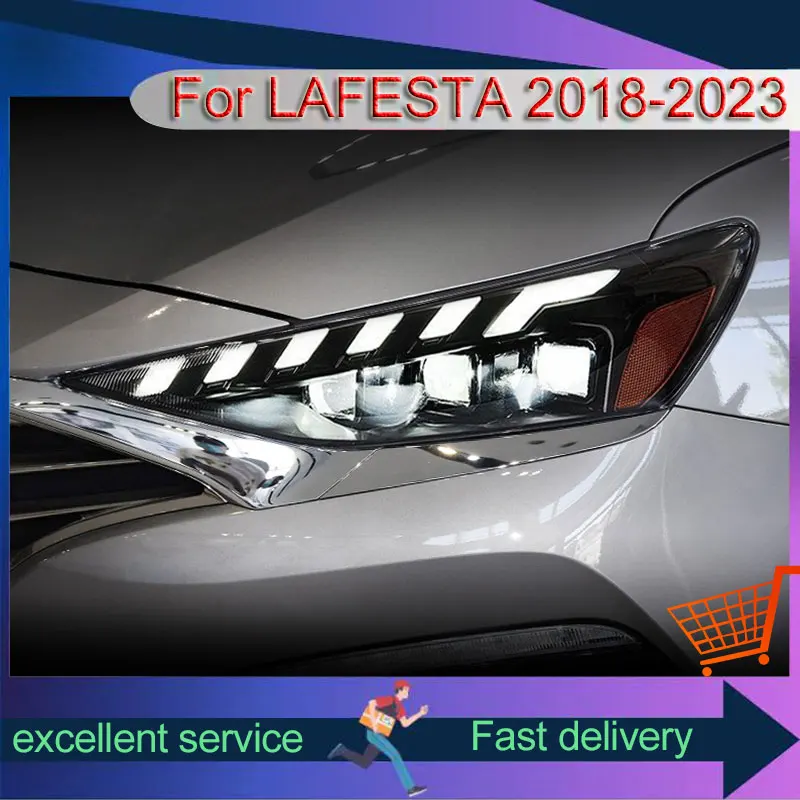 Auto Headlight For Hyundai Lafesta 2018-2023 Refit Assembly LED DRL Streaming Turn Signal Light Upgrade Dual Lens Car Accessory