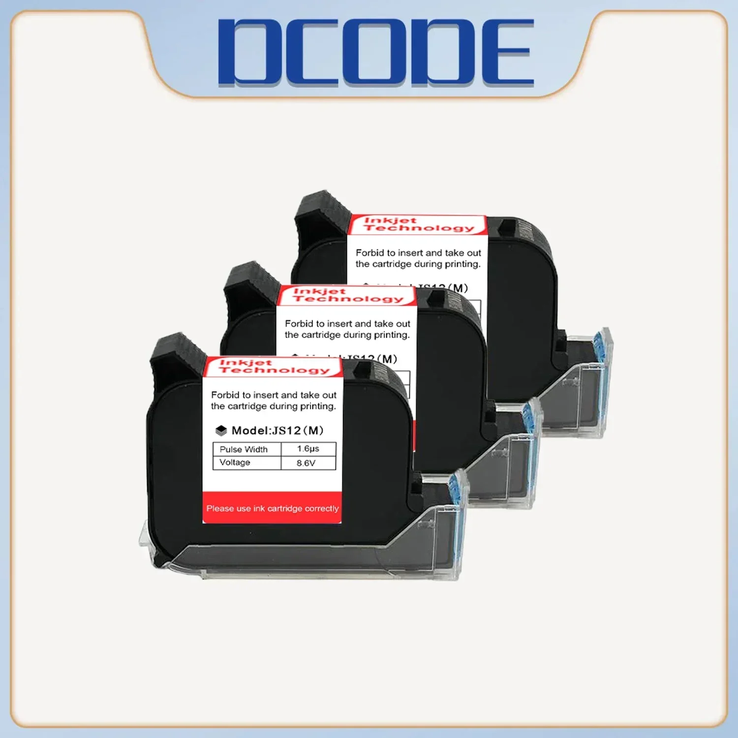 

DCODE JS12 12.7mm Handheld Printer Ink Cartridge 1-10PCS Fast Dry Eco Solvent 600DPI Thermal Inkjet Printer Black Ink Cartridge