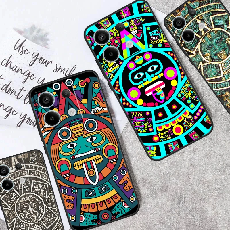 Aztec Calendar Mayan Native Stone Case For Redmi Note 13 Pro 9 10 11 12 Pro Plus 9S 10S 11S 12S Cover For Redmi 12C 10C 13C