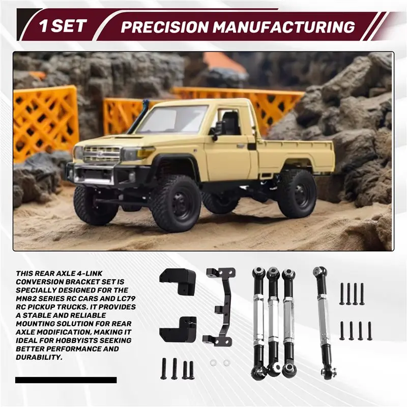 A84F-MN82 Series For LC79 RC Pickup Modification Parts Rear Axle 4-Link Conversion Bracket Set Upgrade Models Car