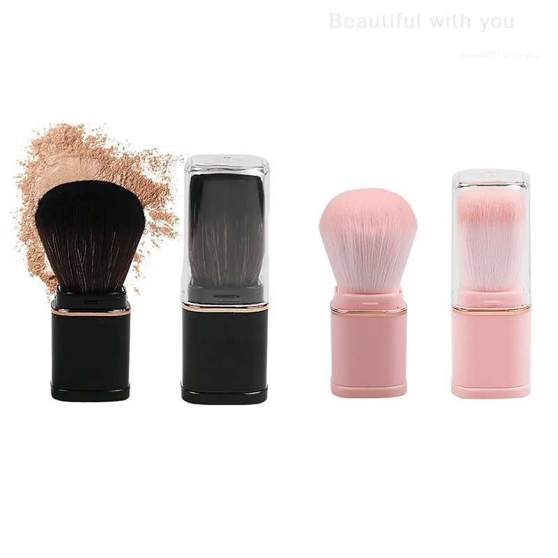 فرشاة تجميل جديدة قابلة للسحب، فرشاة صغيرة محمولة لبودرة الوجه وأحمر الخدود، فرشاة تسليط الضوء على فرشاة شعر من الألياف #4