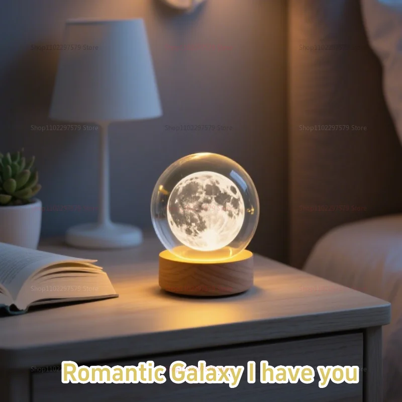 Bola de cristal brillante creativa, adorno de escritorio, luz nocturna de cielo estrellado, regalo de ambiente de ensueño para amigos, decoración del hogar de cumpleaños