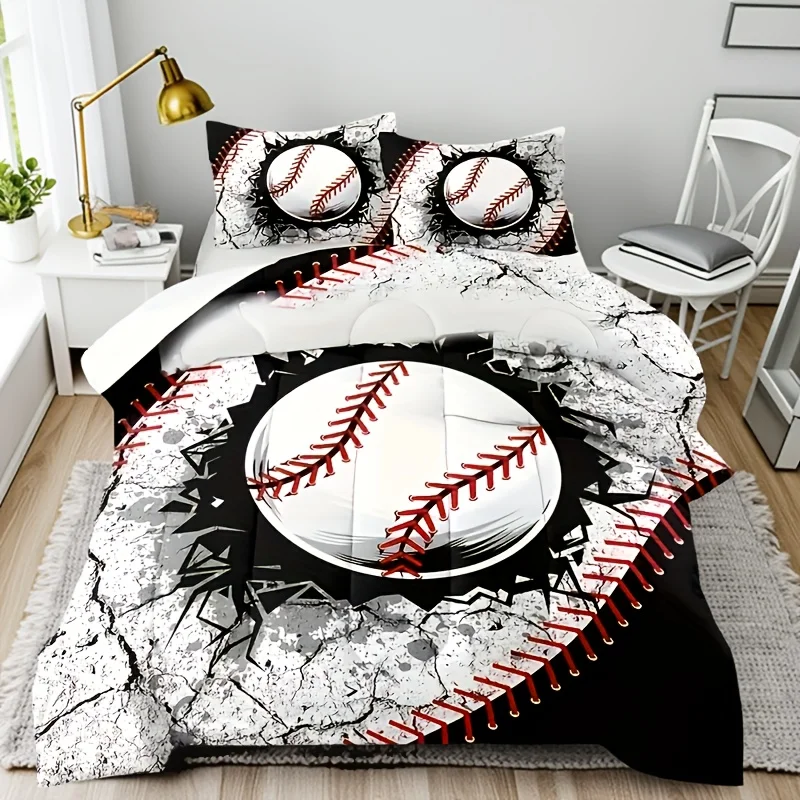 Baseball Bedding Set 3D Printing 2-3 Piece Set (No Core) Suitable for Bedroom Duvet Cover Set Gift Home Decor Textile Sports