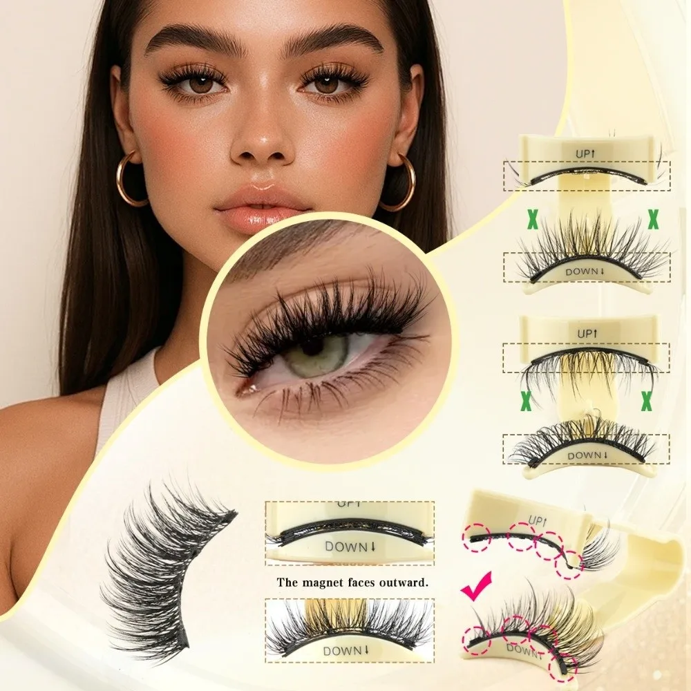 with Magnets Magnetic False Eyelashes Light Weight Reuable Fake Eyelashes with Applicator Easy to Wear 5-12MM