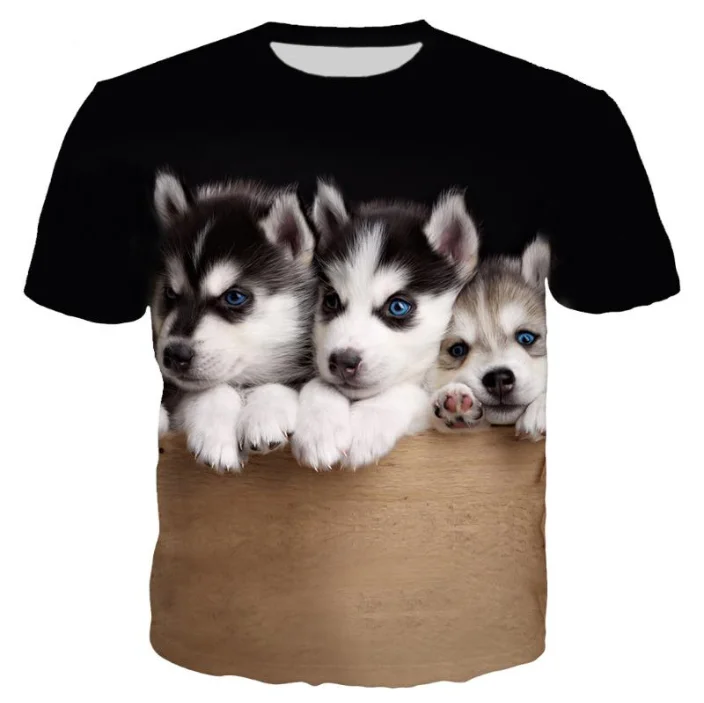 Little Siberian Husky Pattern 3D Pet Dog Print T-shirt For Men/Women Trend Personality Top Oversized Short sleeve Streetwear Tee