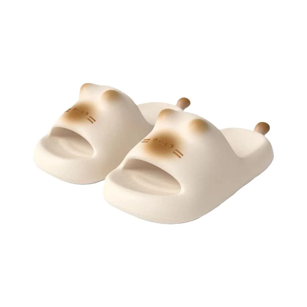 

Модные тапочки с толстой подошвой в виде кошачьих лапок, однотонные, нескользящие, на толстой платформе, с мягкой подошвой из ЭВА, пляжная обувь для пар и женщин.