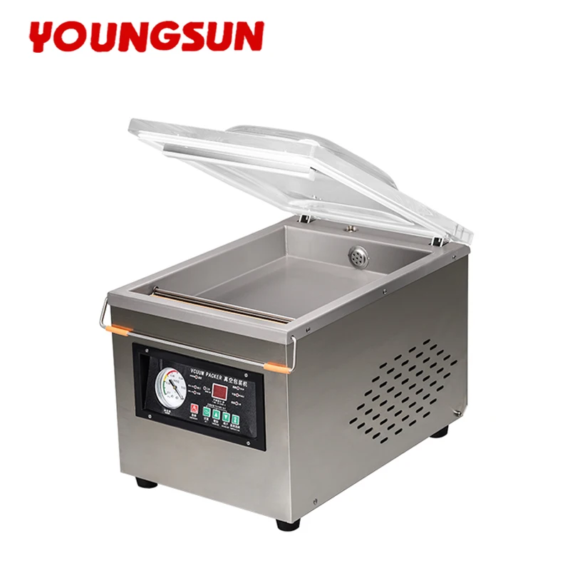 YOUNGSUN precio de fábrica mesa de embalaje individual carne arroz comida bolsa de plástico vacío DZ-260 máquina selladora al vacío comercial