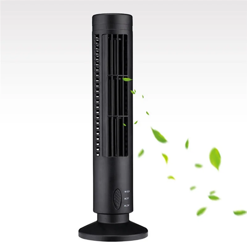 New USB Tower Fan Bladeless Fan Tower Electric Fan Mini Vertical Air Conditioner, Bladeless Standing Fan Black