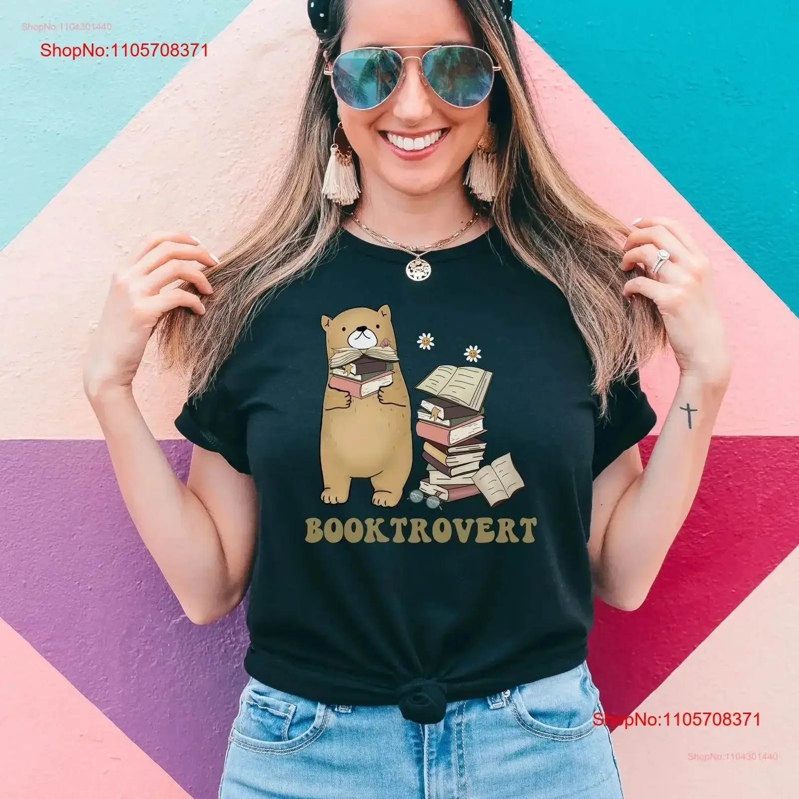 Reading shirt booktroverT T funny bear book bookworm cute lover gift mental health tee vintage Washed homme Versatile Stylish