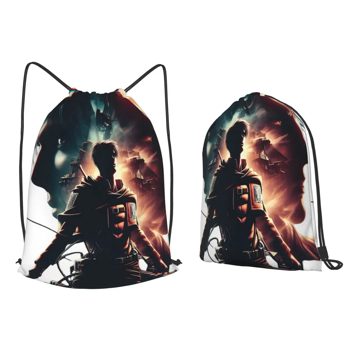 Attack On Titan Manga Erwin Smith Anime Backpacks Casual Drawstring Bundle Pocket Storage Bag Book Bags for Travel Students