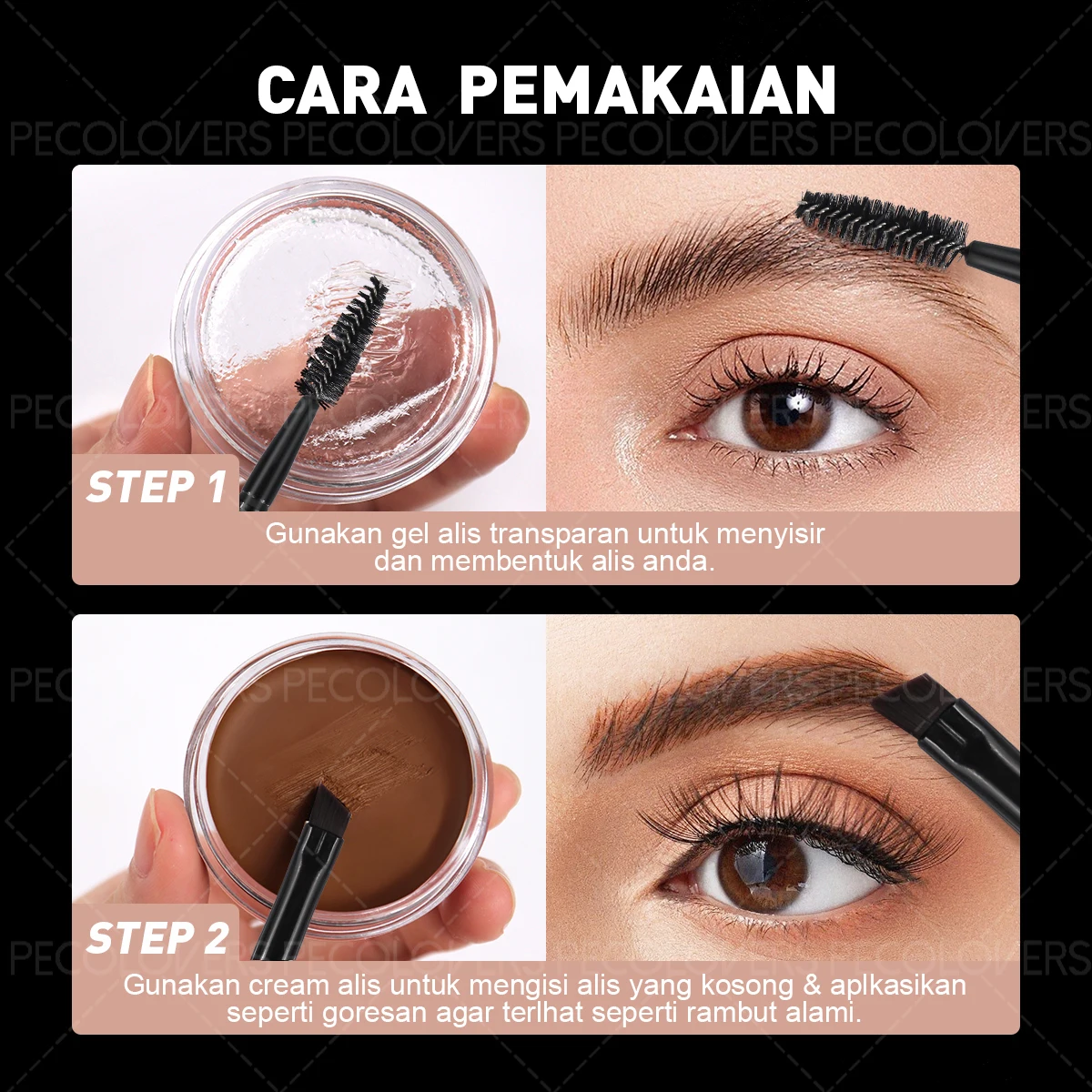 قطعة واحدة من لون الحواجب المقاوم للماء وكحل الحواجب - مع فرشاة، حواجب برية طبيعية، ناعمة حريرية، هدية مثالية لعيد الميلاد #5