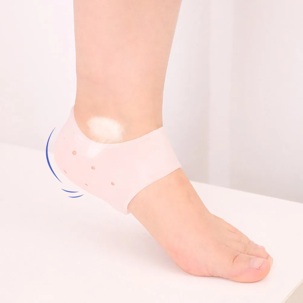 5Pairs Silicone Heel Socks Ankle Protective Cover Breathable Anti-Cracking Softens Callouses Relieves Heel Pain for Running
