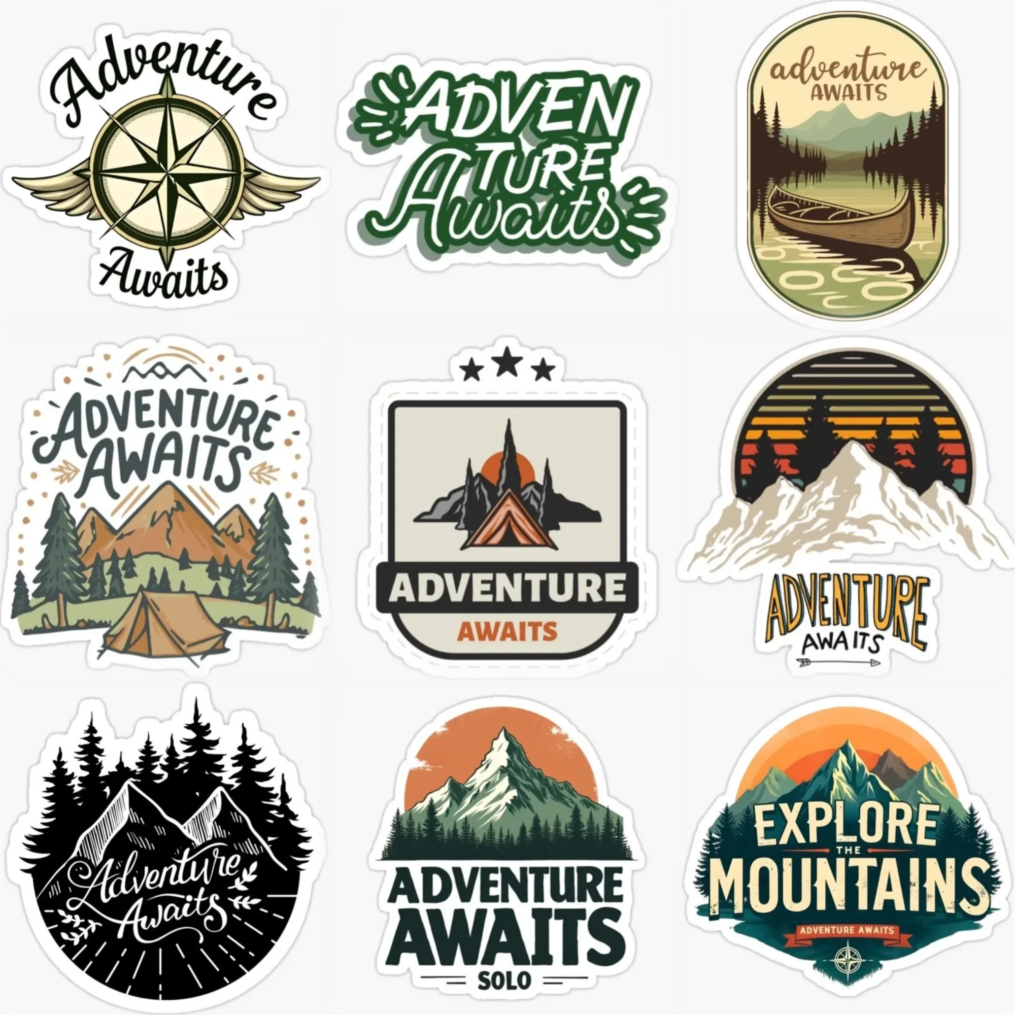 

Adventure Awaits Travel Camping Creative Sticker for Decorate Car Van Truck Bicycle Motorcycle Fridge Bumper Decal Accessories