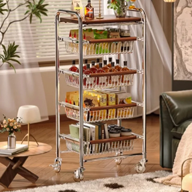 

Light luxury medieval crevice rack household multi-layer removable kitchen fruit and vegetable basket bedroom snack storage rack