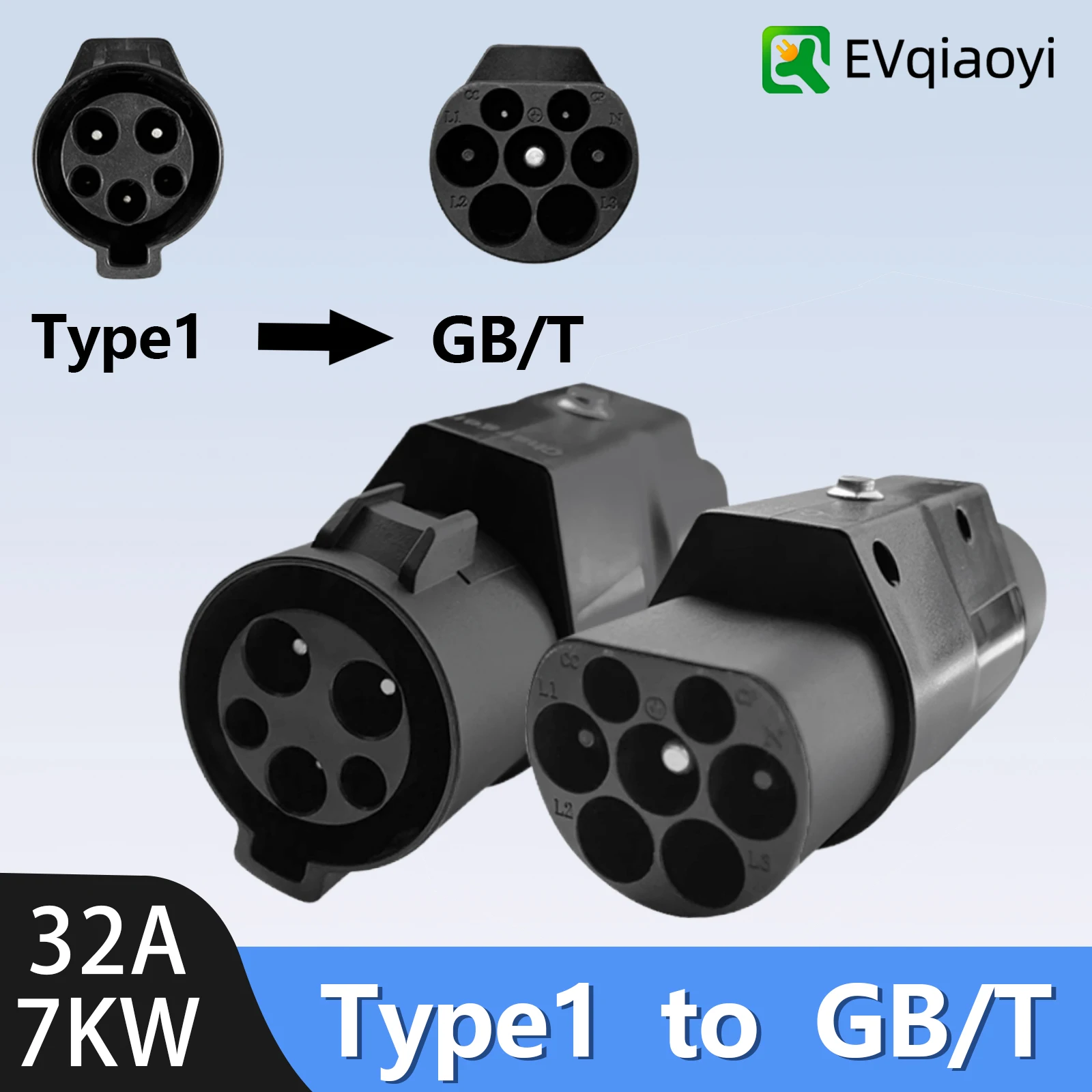 

EVqiaoyi Type1 to GB/T 32A 7KW Charging Adapter Type1 Charging Pile to GB/T Connector for Chinese Standard Electric Vehicles